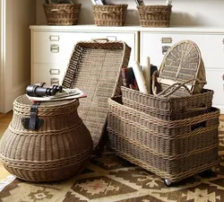 Photo of kitchen interior with wicker