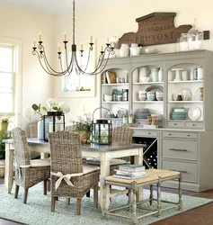 Photo of kitchen interior with wicker