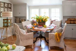Photo of kitchen interior with wicker