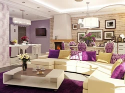 Меҳмонхона бо ошхона дар сабки муосир акс lilac