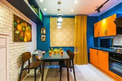 Blue-orange kitchen interior