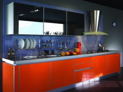 Blue-orange kitchen interior