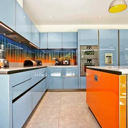 Blue-Orange Kitchen Interior