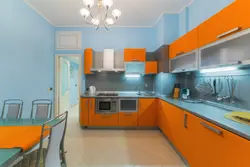 Blue-orange kitchen interior
