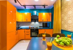 Blue-orange kitchen interior