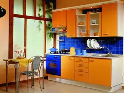 Blue-orange kitchen interior