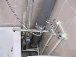 Polypropylene pipes in the bathroom photo