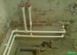 Polypropylene pipes in the bathroom photo