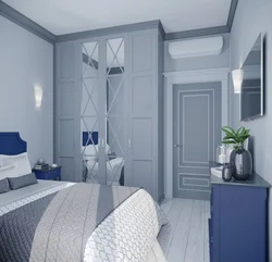 Bedroom interiors in cool colors