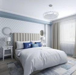 Bedroom interiors in cool colors