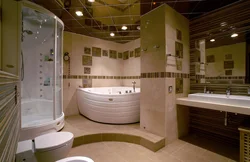 Design of a large bath with shower and bathtub