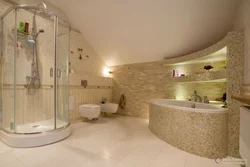 Design Of A Large Bath With Shower And Bathtub