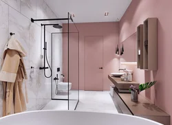 Design Of A Large Bath With Shower And Bathtub