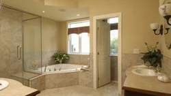 Design of a large bath with shower and bathtub