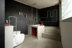 Bathroom interior with pipes