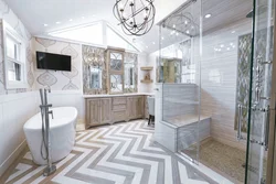 Herringbone plitələr ilə vanna otağı dizaynı