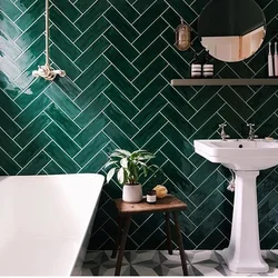 Bathroom design with herringbone tiles