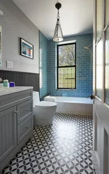 Bathroom design with herringbone tiles