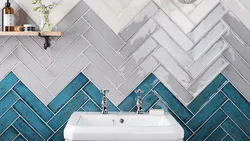 Bathroom design with herringbone tiles