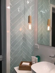 Bathroom design with herringbone tiles