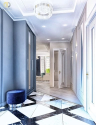 Blue and white hallway interior