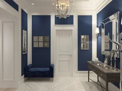 Blue and white hallway interior