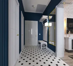 Blue And White Hallway Interior