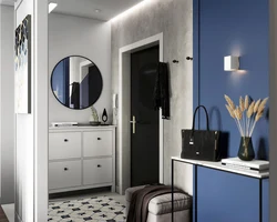 Blue and white hallway interior