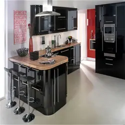 Black kitchens with bar counters photo