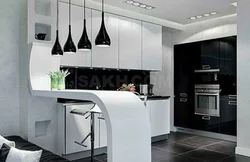 Black kitchens with bar counters photo