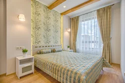 Color Of Wallpaper And Curtains In The Bedroom Photo
