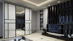 Living room with white wardrobe photo
