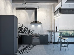 Gray plaster in the kitchen interior photo