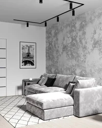 Gray plaster in the kitchen interior photo