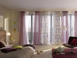 Balcony door in the bedroom interior
