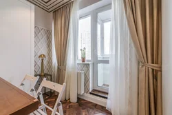 Balcony door in the bedroom interior