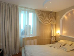 Balcony door in the bedroom interior