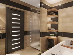 Color of the door in the bathroom interior