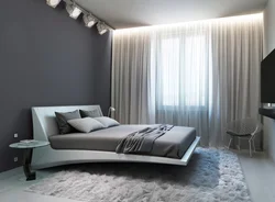 Bedroom living room design in gray tones