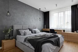 Bedroom living room design in gray tones