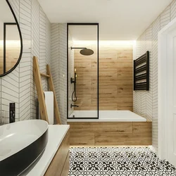 Bathroom design with wood floor