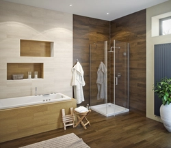 Bathroom design with wood floor