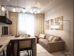 Living room kitchen design in a rectangular room