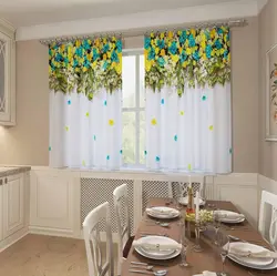 Flower curtains for the kitchen photo