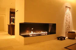 Built-in biofireplaces in the living room interior