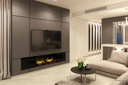 Built-in biofireplaces in the living room interior