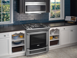 Built-in stove in the kitchen interior