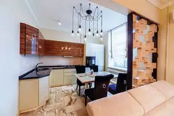 Studio design with a partition for the kitchen