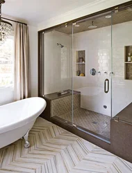 Bath and shower in one room design