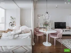 Interior In Scandinavian Style Living Room And Bedroom In One